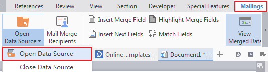 tabular structure that mail merge requires